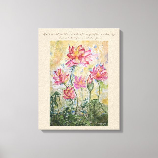 Buddha Quote Lotus Watercolor Canvas Wall Art (Front)