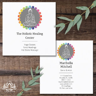 Buddha Rainbow Chakras Spiritual Metaphysical Yoga Square Business Card
