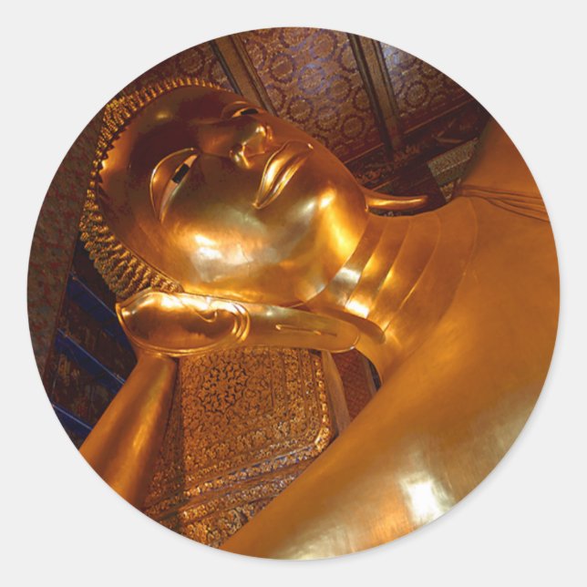 Buddha Reclining ~ Buddhist Temple Photo Classic Round Sticker (Front)