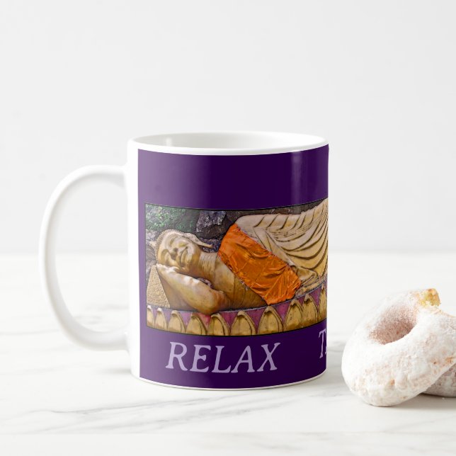 Buddha Relax Take a Break  Coffee Mug (With Donut)