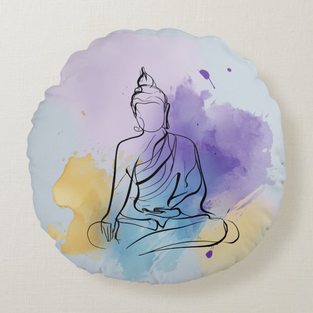 Buddha Round Pillow | Peaceful Zen (Front)