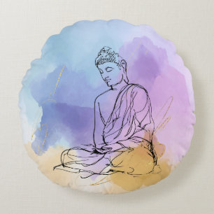 Buddha Round Pillow   Zen Meditation