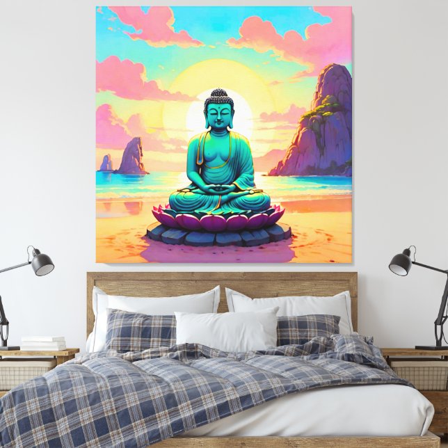 Buddha’s Sunset Reflection Canvas Print (Insitu(Bedroom))
