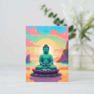 Buddha’s Sunset Reflection Holiday Postcard