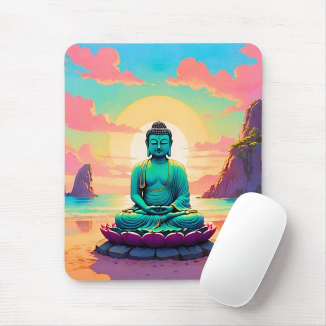Buddha’s Sunset Reflection Mouse Mat (With Mouse)