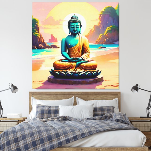 Buddha - Serene Shores of Enlightenment  Canvas Print (Insitu(Bedroom))