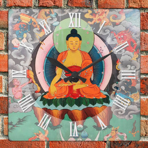 Buddha Shakyamuni, Enlightenment, Nepal Square Wall Clock
