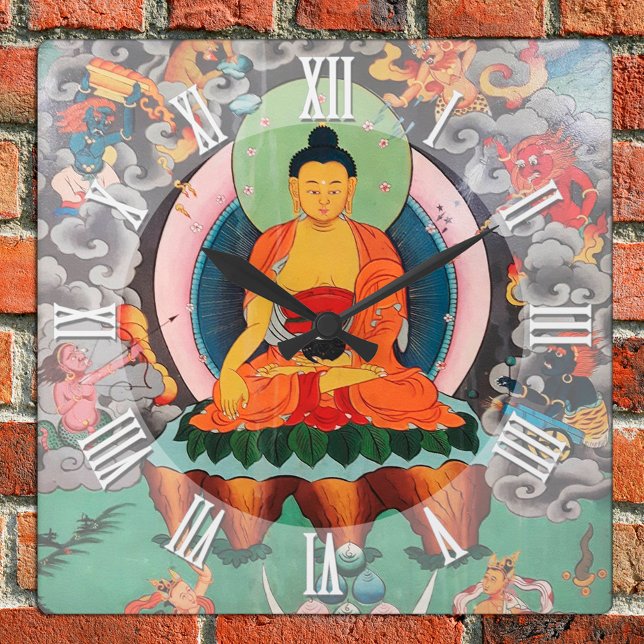 Buddha Shakyamuni, Enlightenment, Nepal Square Wall Clock (Creator Uploaded)