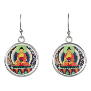 Buddha Shakyamuni painting, Himalayas - Nepal Earrings