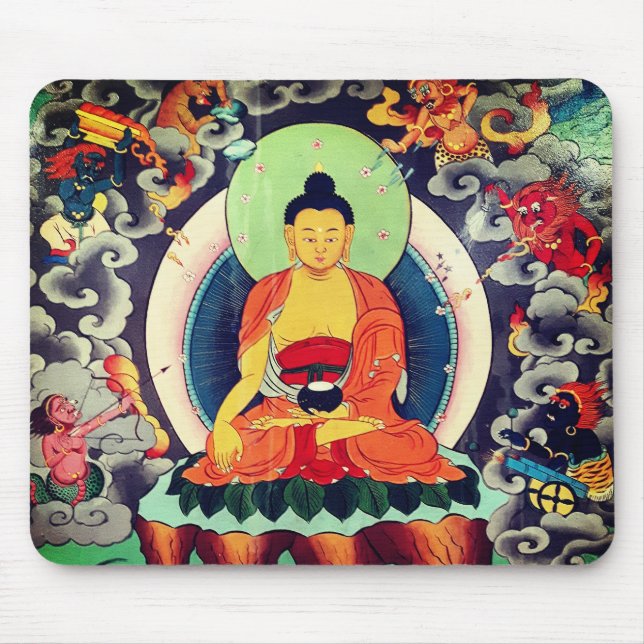 Buddha Shakyamuni painting, Himalayas - Nepal Mouse Mat (Front)