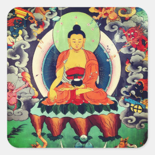Buddha Shakyamuni painting, Himalayas - Nepal Square Sticker