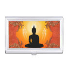 Buddha silhouette with glowing light