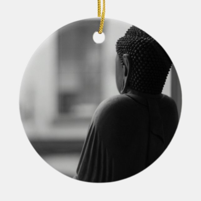 Buddha Sitting in Meditation Ceramic Tree Decoration (Front)