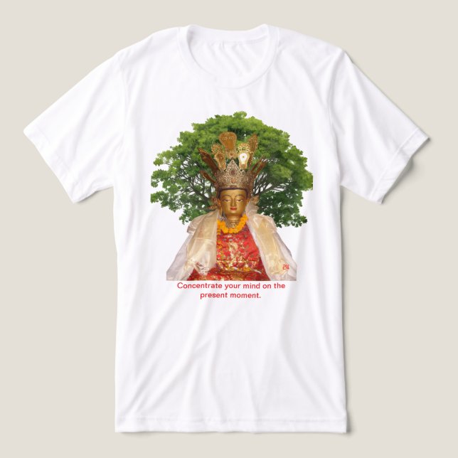 Buddha sitting in meditation Tri-Blend shirt (Design Front)