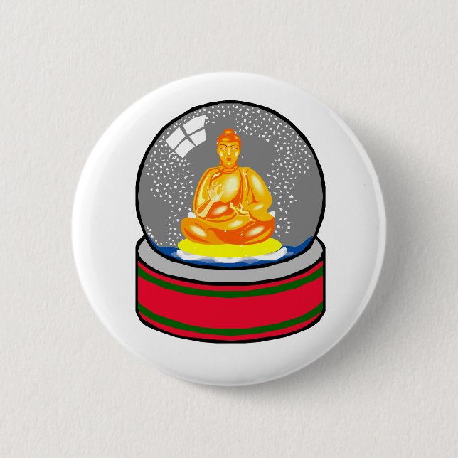 Buddha Snow Globe 6 Cm Round Badge (Front)