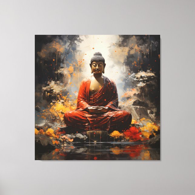 Buddha Spiritual Art Illuminating the Earth Canvas Print (Front)