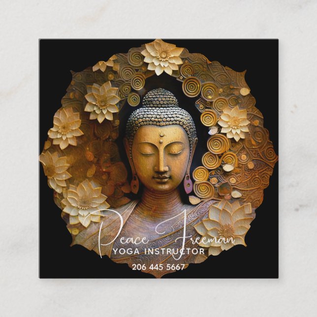 Buddha, Spiritual Meditation Square Business Card (Front)