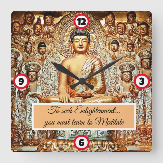Buddha  square wall clock (Front)