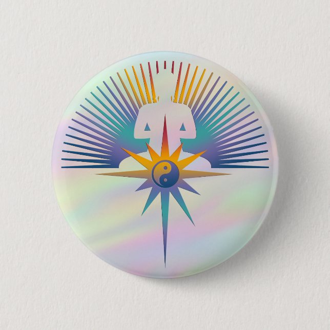 Buddha Star 3D | coloured light 6 Cm Round Badge (Front)