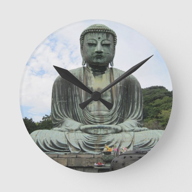 Buddha Statue Buddhism Round Clock (Front)