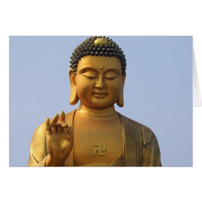 Buddha Statue in Blue Sky, Hand Raised (Front Horizontal)