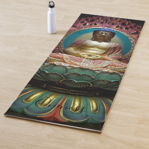 Buddha Statue Lotus Flower Oneness One Side Yoga Mat