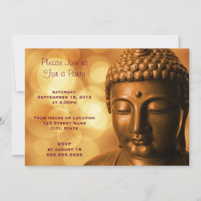 Buddha Statue with Bokeh Lights Generic Party Invitation (Front)
