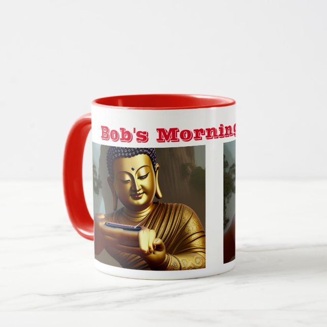 Buddha Takes a Selfie Personalised Customisable Mug (Front Left)