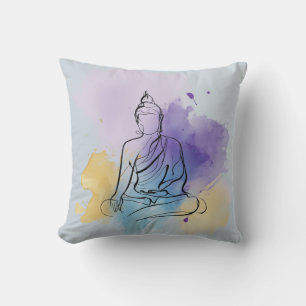 Buddha Throw Pillow   Zen Meditation