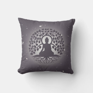 Buddha Tree Yoga Throw Pillow