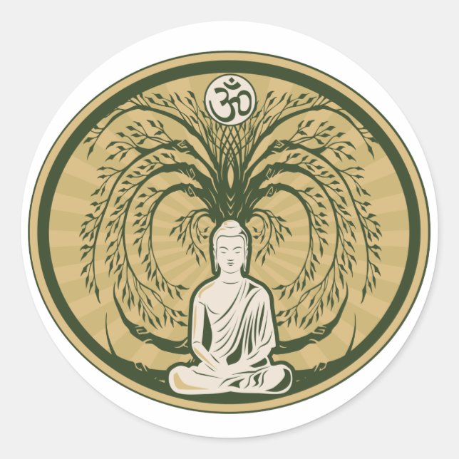 Buddha Under the Bodhi Tree Classic Round Sticker (Front)