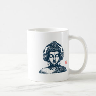 Buddha Wearing Headphones Vintage Retro Grey , Uni Coffee Mug