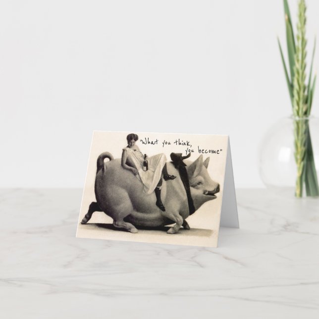 Buddha What you think you become fun antique image Card (Front)