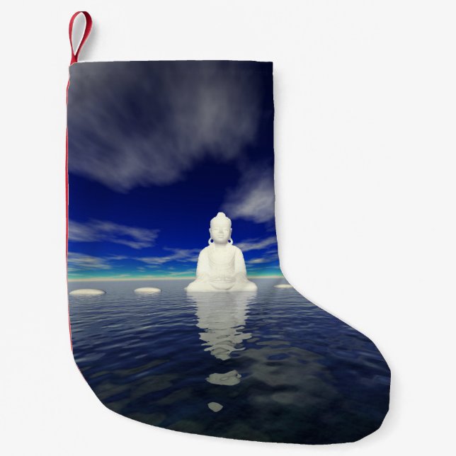 buddha white and steps small christmas stocking (Front)