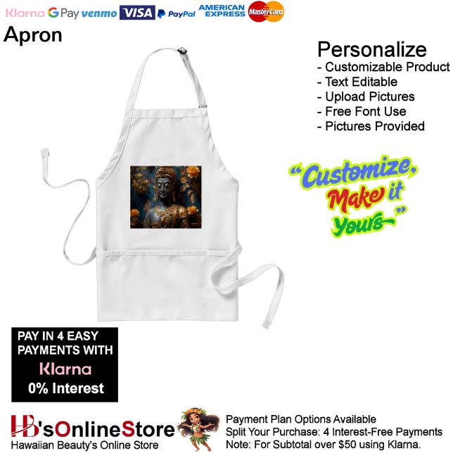 Buddha White Standard Apron Three Spacious  Pocket (Buddha White Standard Apron with Three Spacious Front Pockets.
)