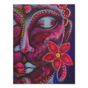 BUDDHA WITH A FLOWER PHOTO PRINT POSTER