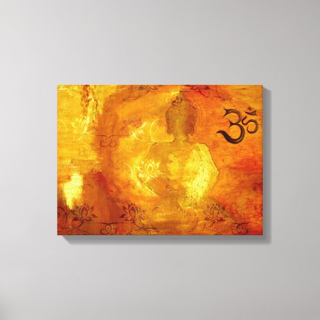Buddha with Om and Lotosflowers Canvas Print (Front)