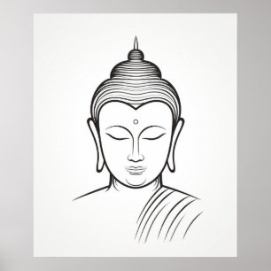 Buddha Yoga Meditation minimalist line art II Poster