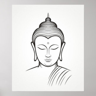 Buddha Yoga Meditation minimalist line art II Poster