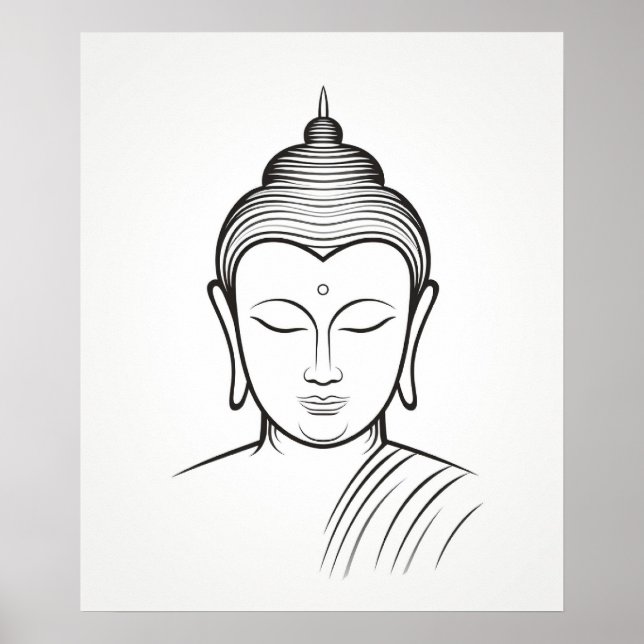 Buddha Yoga Meditation minimalist line art II Poster (Front)