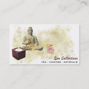 *~* Buddha Zen Candle Tea Lotus Gold Business Card