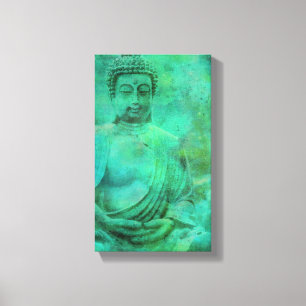 Buddha Zen Garden in Blue and Green Shades Canvas