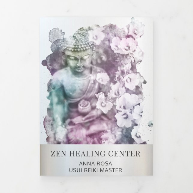 *~* Buddha Zen Photo Logo QR Trifold Brochure (Cover)