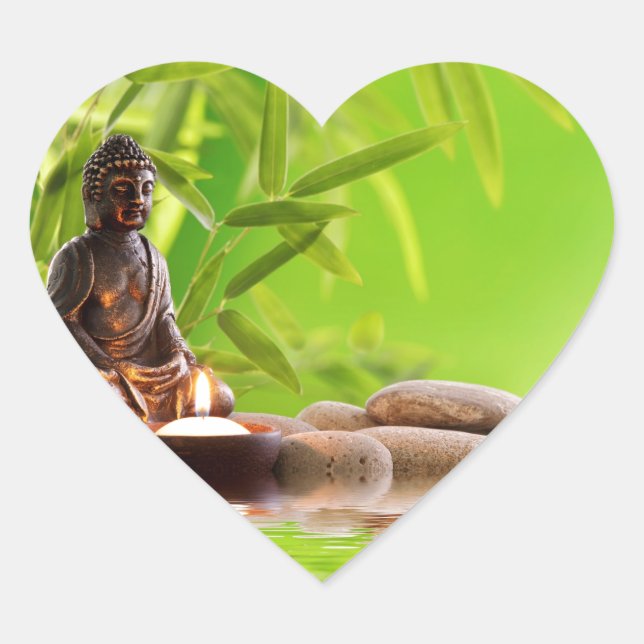 buddha zen serenity garden heart sticker (Front)