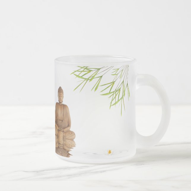 Buddha, zen, tranquillity,peace healing, beauty frosted glass coffee mug (Right)