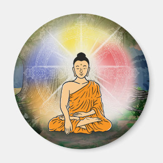 Buddha's Enlightenment & Dharma Wheel Magnet