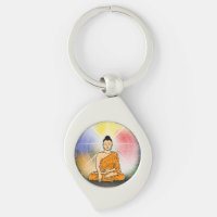 Buddha's Enlightenment Dharma Wheel Metal Keychain