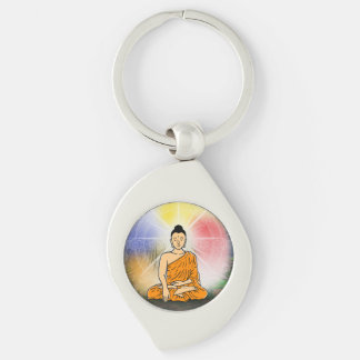 Buddha's Enlightenment Dharma Wheel Metal Keychain