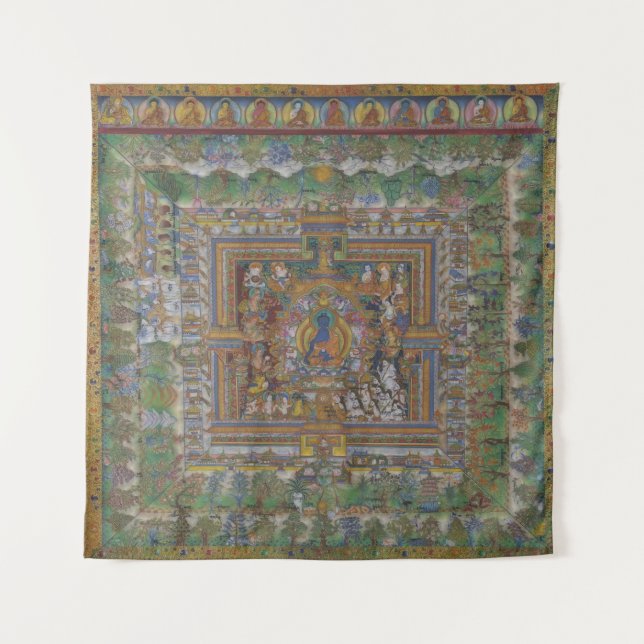 Buddhism  Blue Medicine Buddha Tapestry (Front)