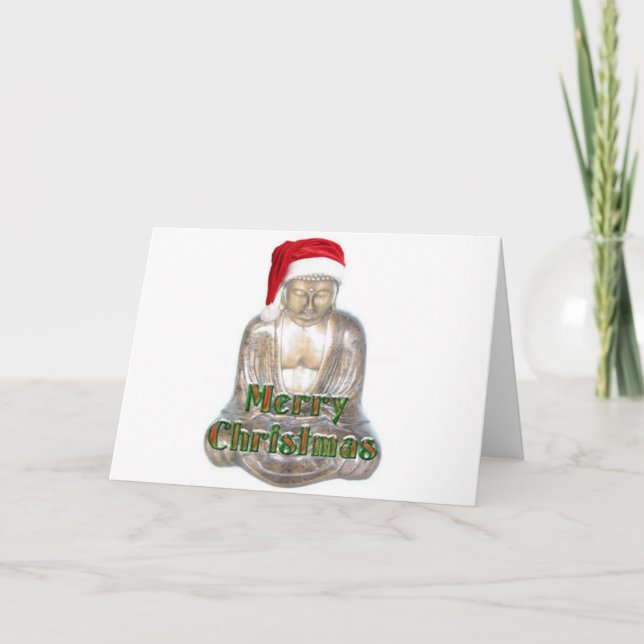 Buddhism - Buddha - Merry Christmas Hat Holiday Card (Front)